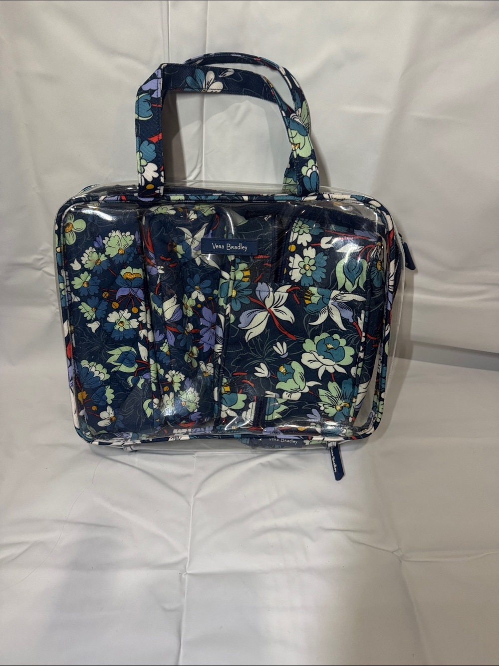 Vera Bradley Navy Floral Clear Travel Cosmetic Case